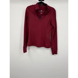 Obermeyer resort Women's Burgundy Quarter Zip Long Sleeve Active Top Size S
